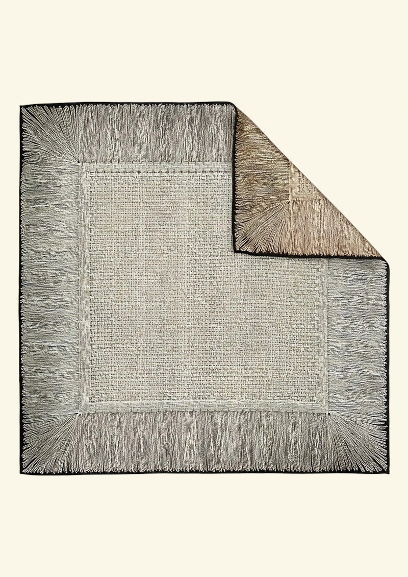Ivory & Black Woven-Effect Wool & Silk Square Scarf