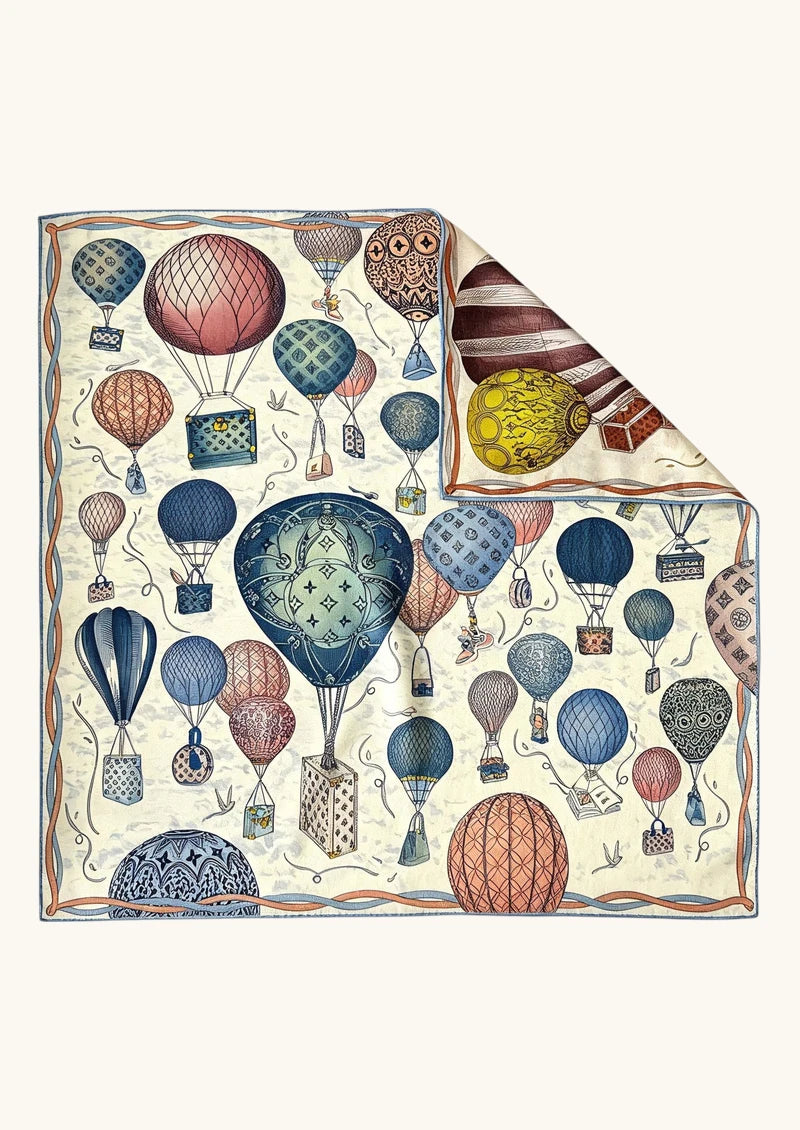 Pastel Hot Air Balloon Wool & Silk Square Scarf