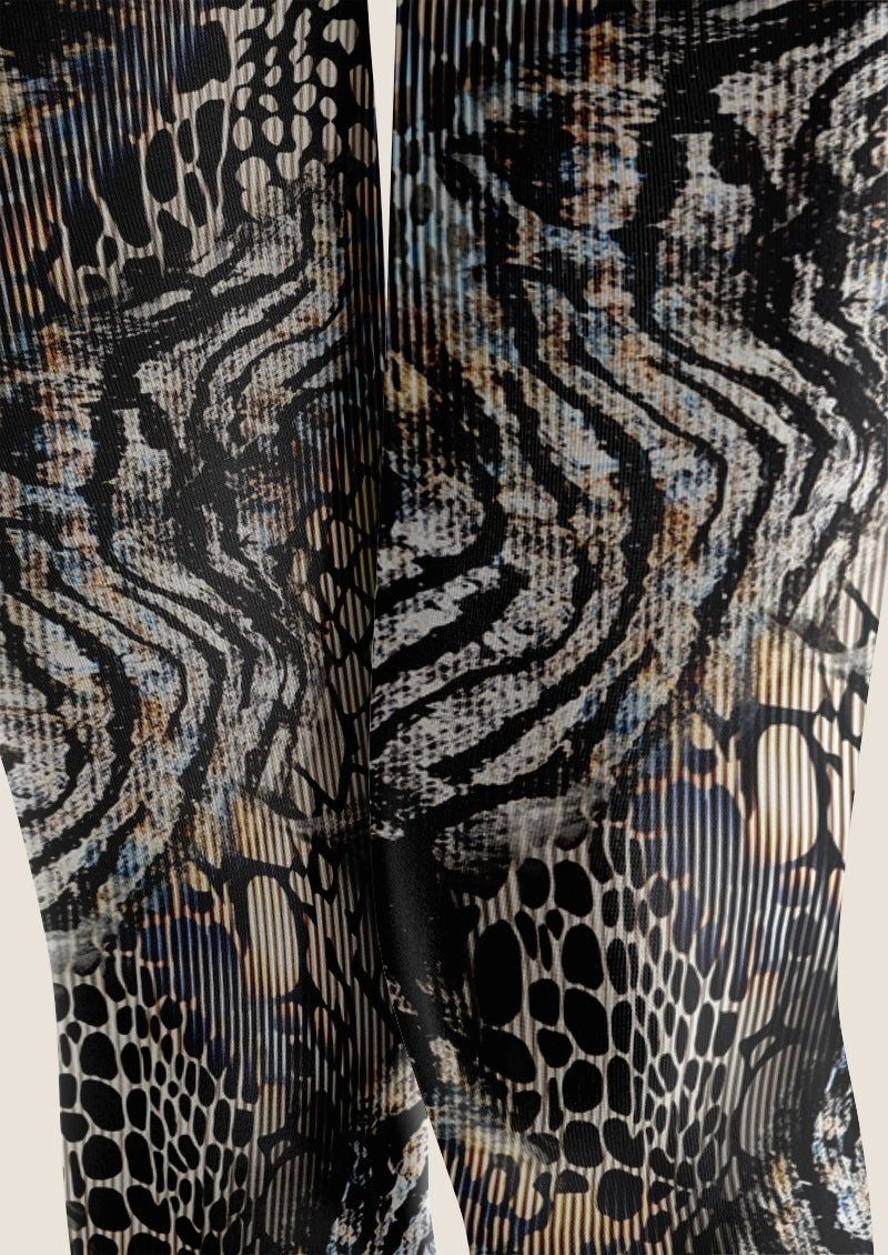 Black Mixed Animal Print Footless Tights