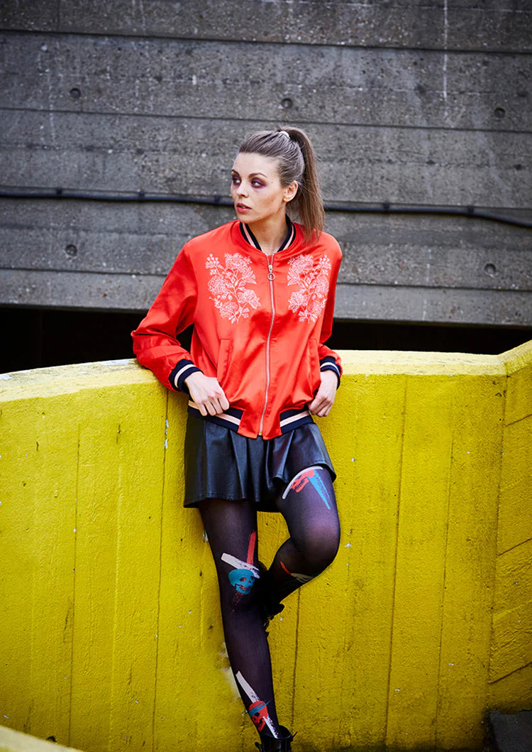Street art Print Tights Personality Pantyhose/Tights [Red Skull]