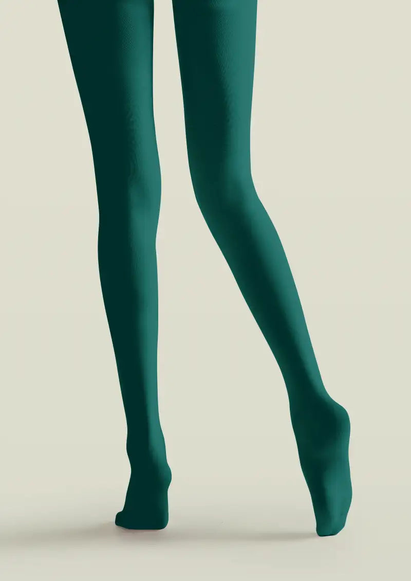 Emerald Ribbon Crane Graphic Tights Hosiery Pantyhose